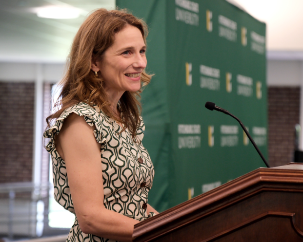 Monica Maldari accepts Vincent J Mara Award for Excellence in Teaching 2024