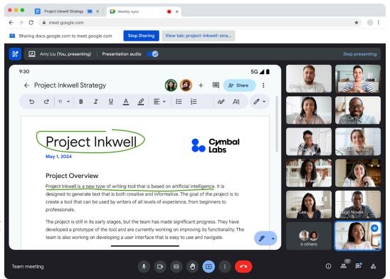 Google meet annotations in presentation shown on screen