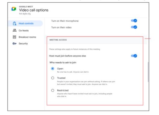 Google meet video call options screenshot