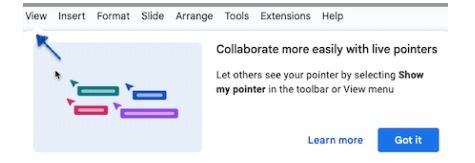 Screenshot of a pointer in a google slide