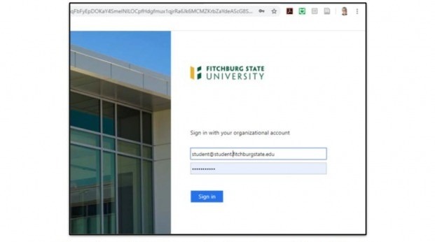 University credentials log in screen email and password