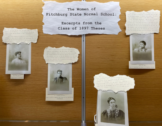 Black and white portrait photos of the women graduates with the title The Women of Fitchburg State Normal School: Excerpts from the Class of 1897 Theses