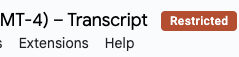 After applying the Restricted label, the Restricted flag displays next to the document title.
