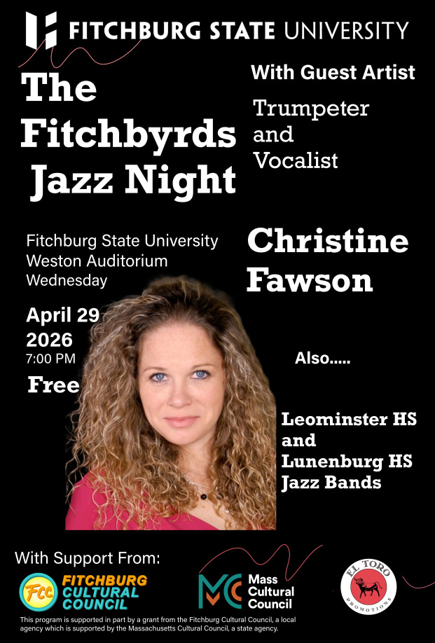 Fitchbyrds Jazz Night flyer for April 29 concert featuring Christine Fawson. 