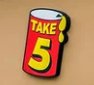Take 5 Oil Change logo can of oil. 
