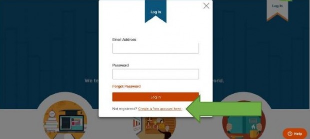 CrashCourse log in screen with arrow pointing to "Create a free account here"