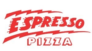 Espresso pizza logo lightning bolts around Espresso and Pizza underneath