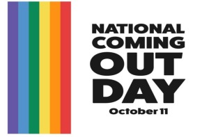 National Coming Out Day - October 11 with pride flag 