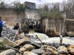 Conducting a stream survey at a dam removal site in West Fitchburg