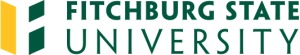 Green and yellow shield with Fitchburg State with University under it to right of shield