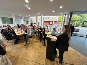 President Hodge addressing dignitaries at reception in Kleve, Germany
