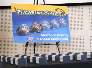 The men's ice hockey championship ring ceremony.