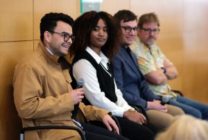 Assistant Professor of Mathematics Dr. Fernando Diaz Morera, students&nbsp; Rohanji “Anji” Novas and Charlie Stevenson, and Professor of Mathematics Peter Staab.