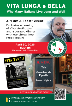 CIC Film and Feast event with Fred Plotkin April 30 at 5:30 in Falcon Hub.