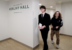 Matt Gill in Herlihy Hall with Michael Burns