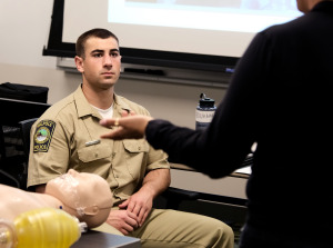 Student Officer Jack Rouhana during a classroom session