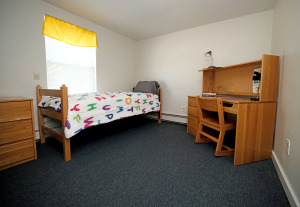 A bedroom in the family housing unit