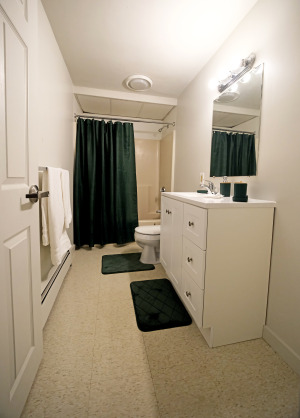 Bathroom view inside the family housing unit