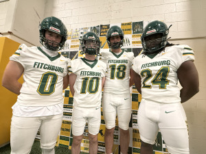 Fitchburg State football captains during Media Day in Landry 