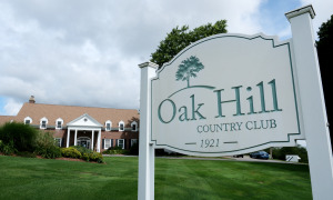 outside view of Oak Hill Country Club for golf tournament 