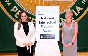 President Hodge with Katy Covino for NCTE award