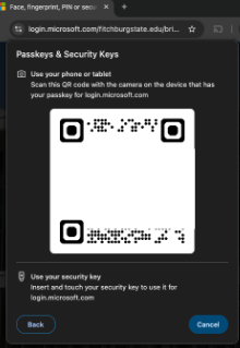Screenshot of Passkey QR code.