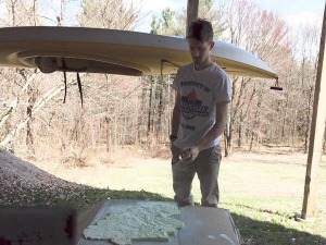 Sean Beverly working on his model of the Nashua River Watershed