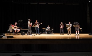 The jazz band performing on stage