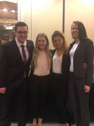 American Collegiate Moot Court Tournament competitors Matthew Murphy, Riley Grinkis, Kajahna Matos…