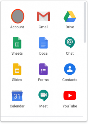 Screenshot showing the G Suite applications.