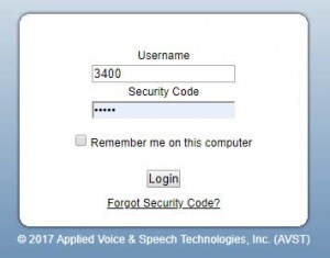 Screenshot showing the AVST login screen.