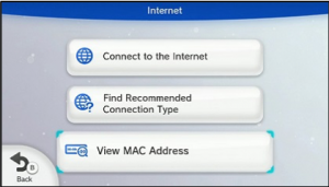 Image showing the "View MAC Address" button on the "Internet" page.