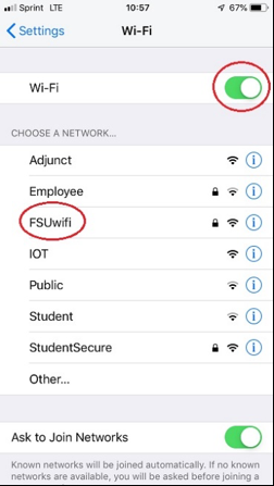 Image showing where to turn on Wi-Fi in Settings.