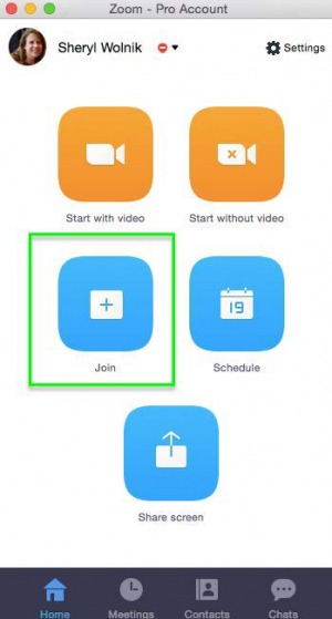Screenshot of the Zoom interface showing the Join button.